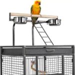 משטח משחקים עליון לכלוב A10 עם כלי אוכל ומוט עמידה