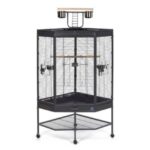 כלוב תוכים פינתי שחור דגם A46 עם מתחם משחקים עליון