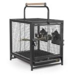 כלוב העברה ונסיעות לתוכים דגם A60 בצבע שחור עם ידית עץ מאובזר למכירה