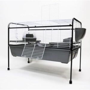 כלוב למכרסמים וארנבים דגם פרימיום על גלגלים מאובזר בבית מחסה ובקבוק שתייה